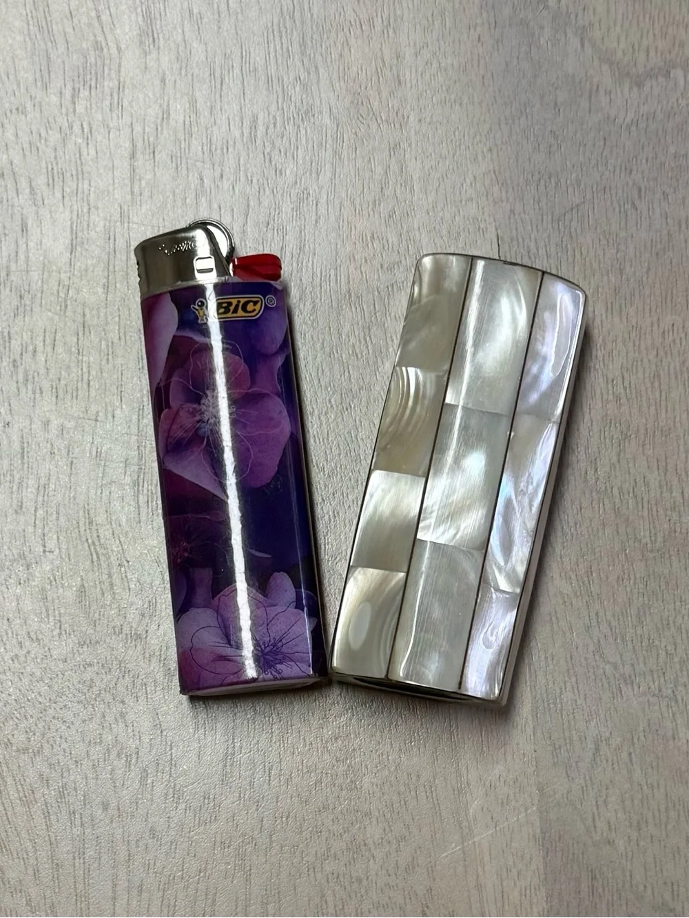 Vintage Handmade Mother of Pearl Inlay Lighter Case